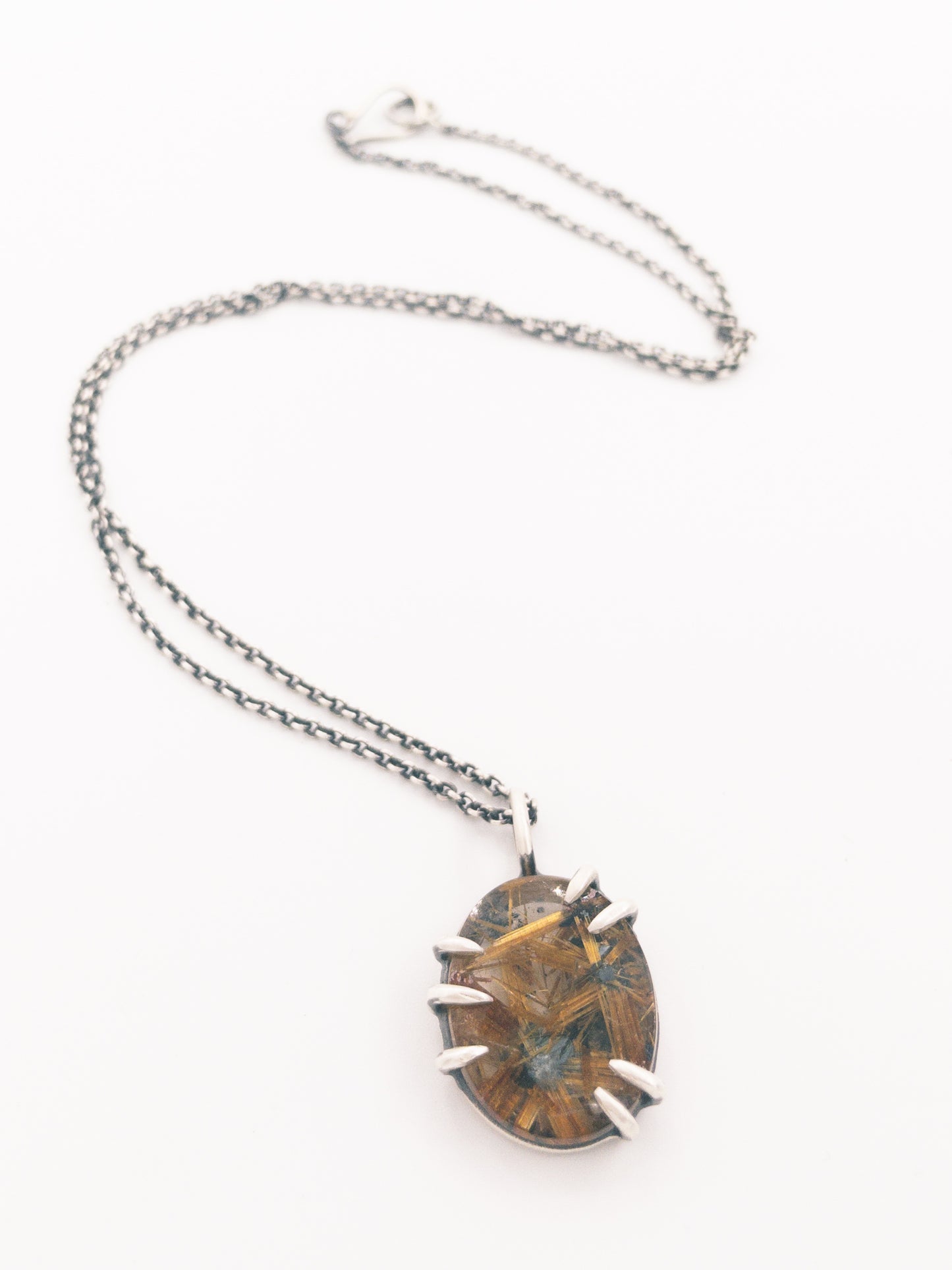 Golden Rutile Quartz and Sterling Silver Necklace