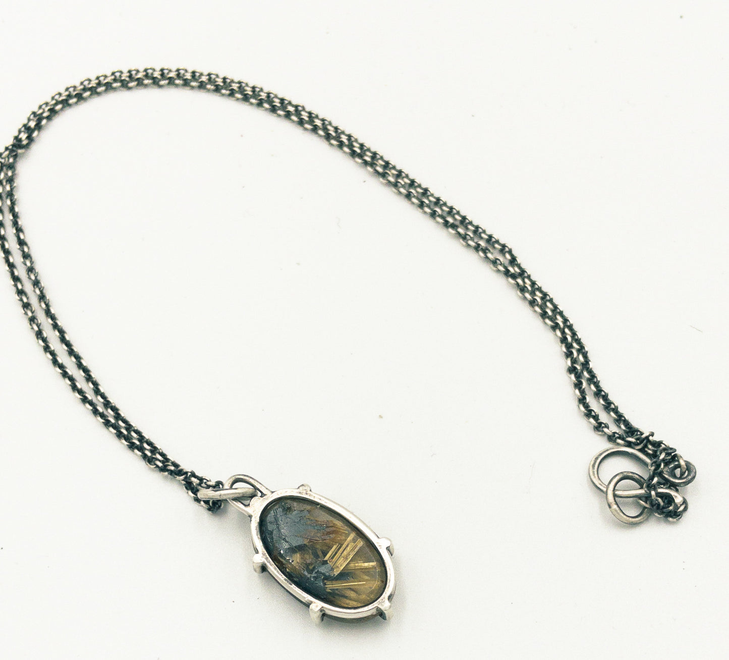 Rutilated quartz with sterling silver necklace
