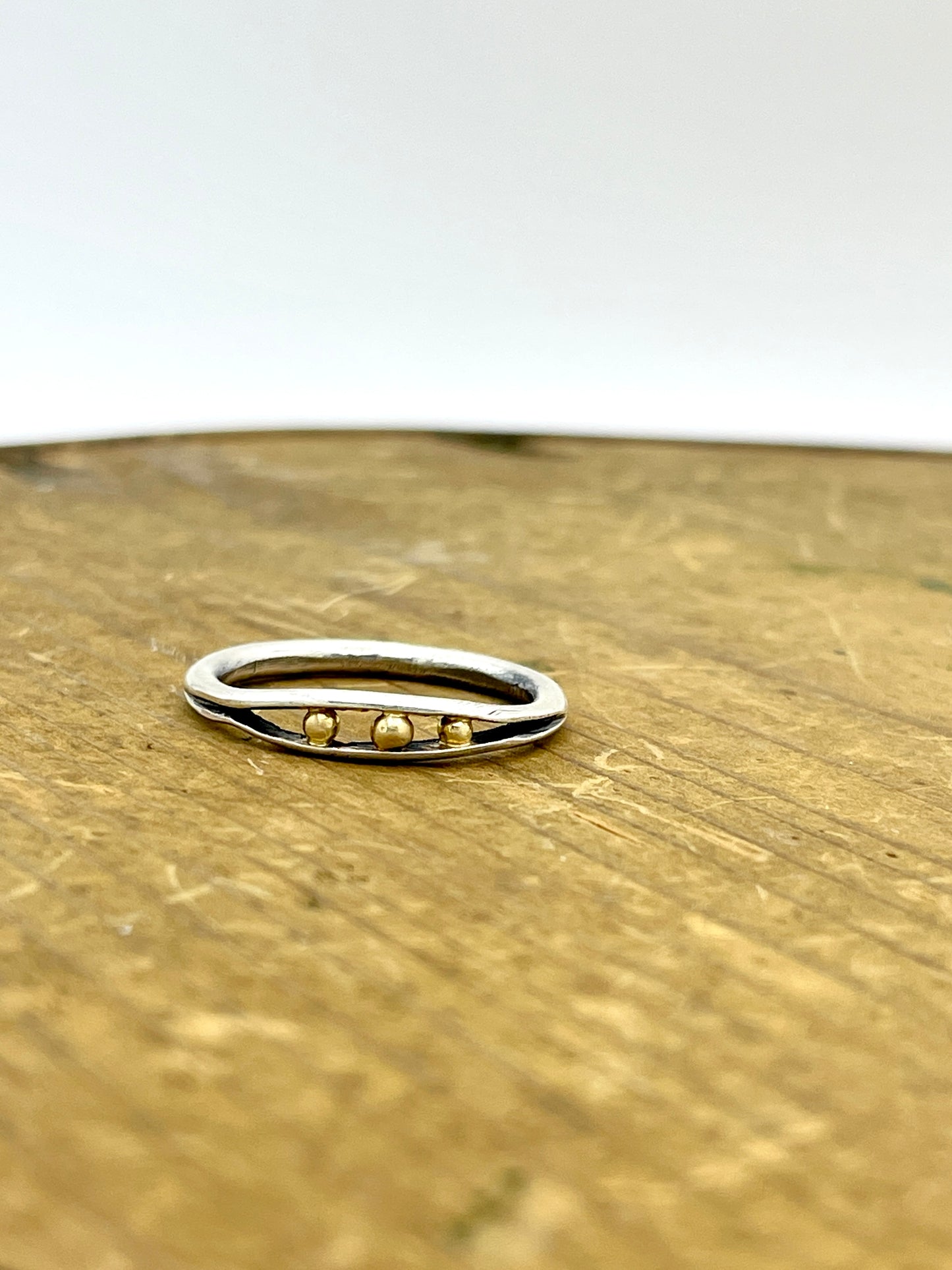 Sterling Silver and 18k Gold Seed Ring