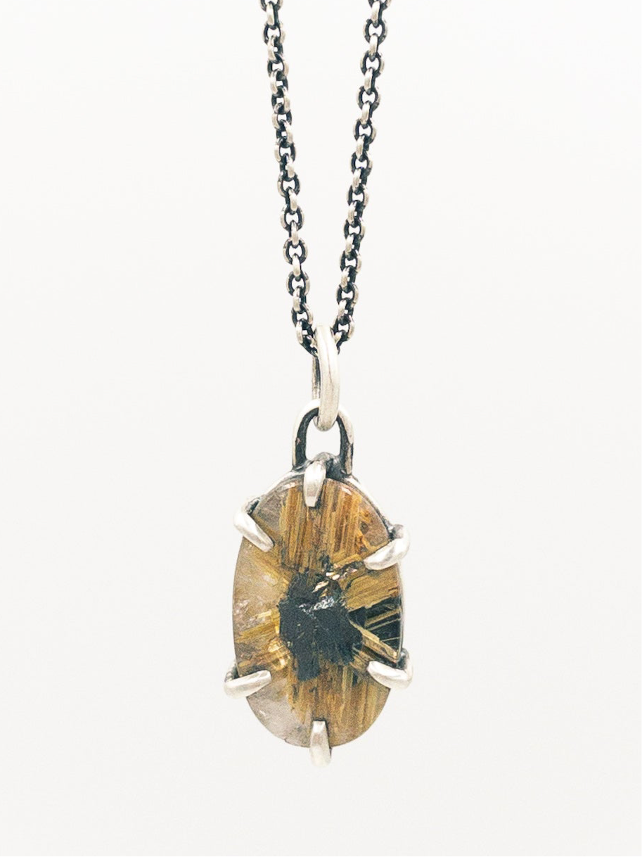 Rutilated quartz with sterling silver necklace
