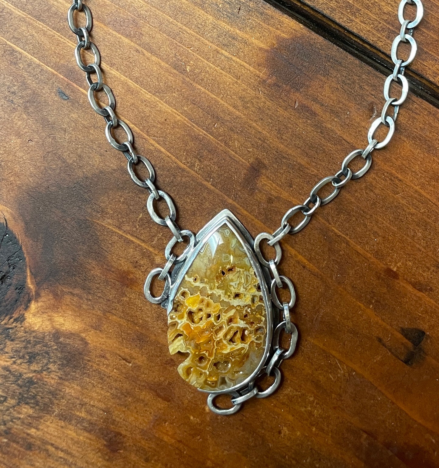 Petrified Wood with Druzy Necklace