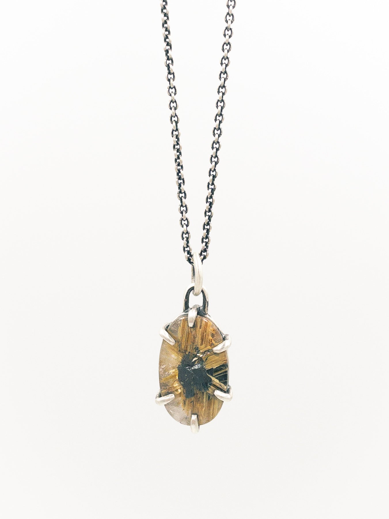 Rutilated quartz with sterling silver necklace