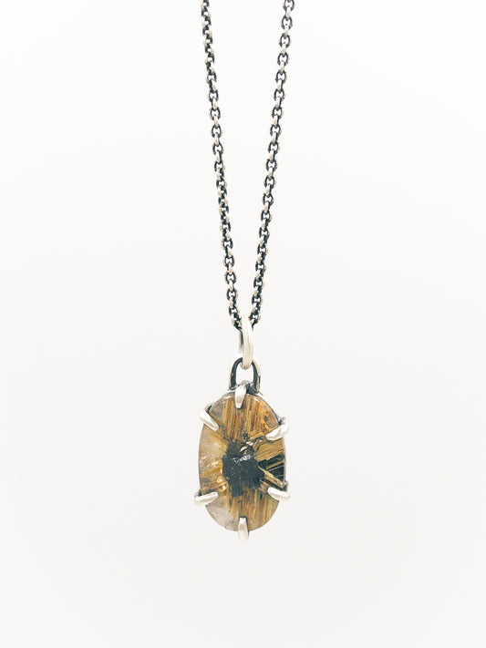 Rutilated quartz with sterling silver necklace