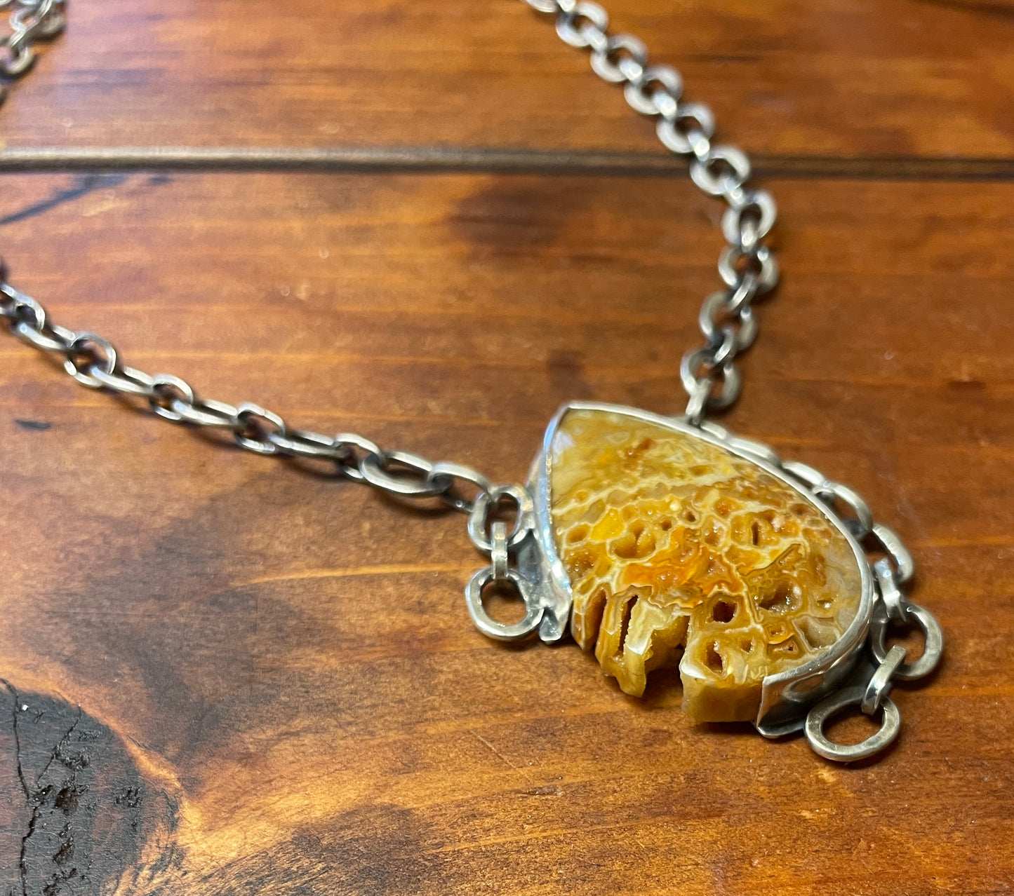 Petrified Wood with Druzy Necklace