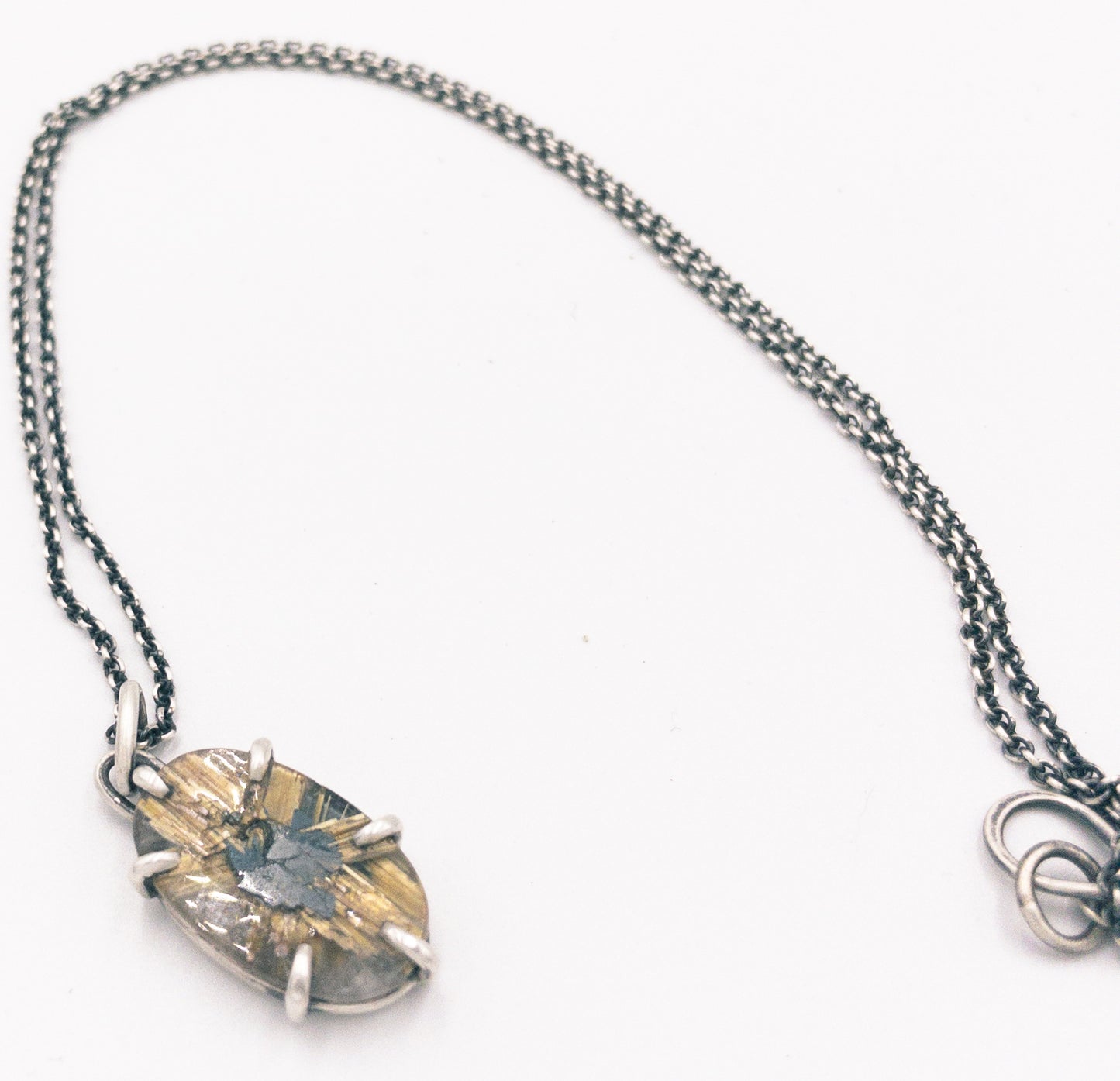 Rutilated quartz with sterling silver necklace