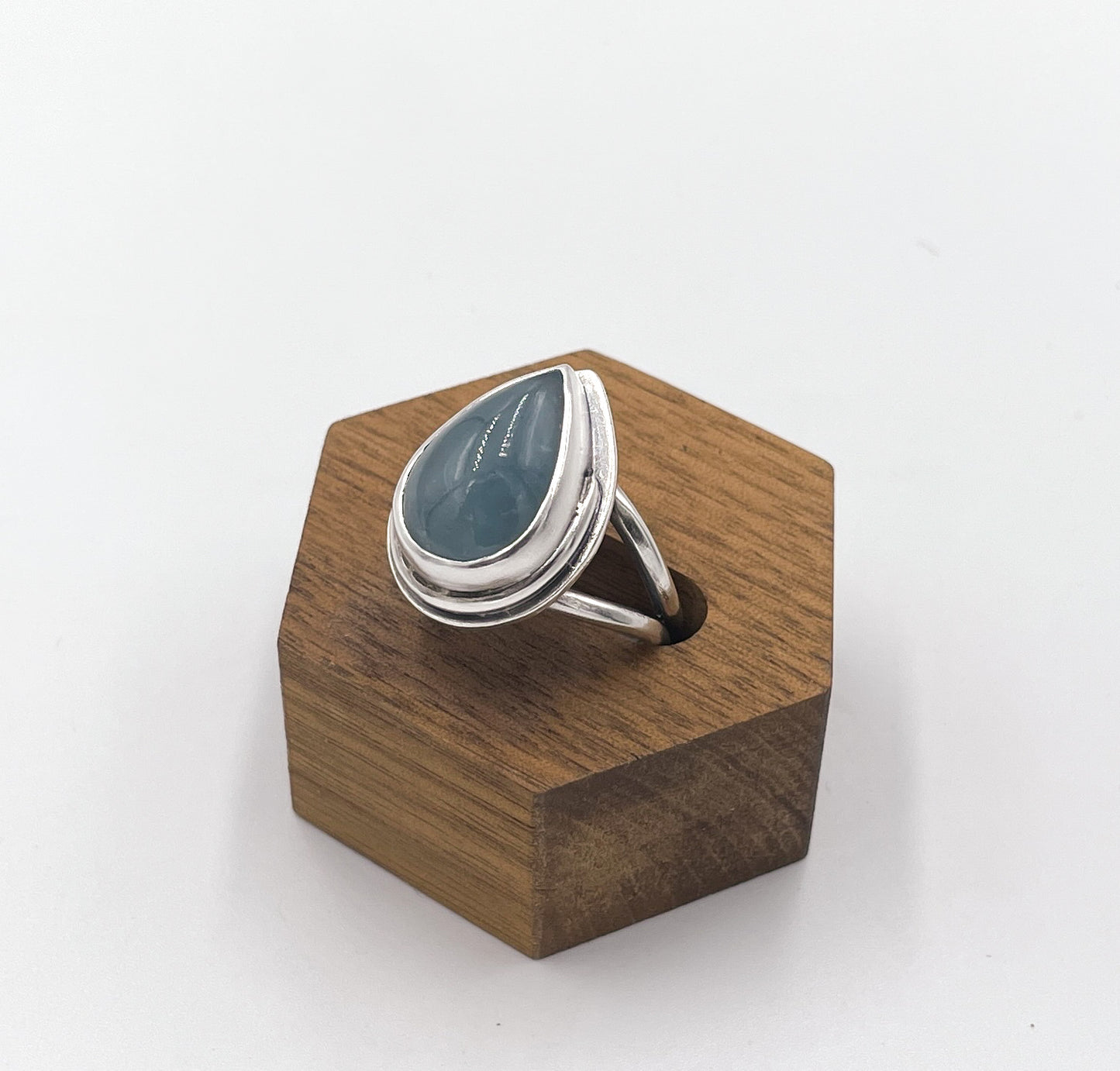 Aquamarine and Sterling Silver Ring Size 7.5