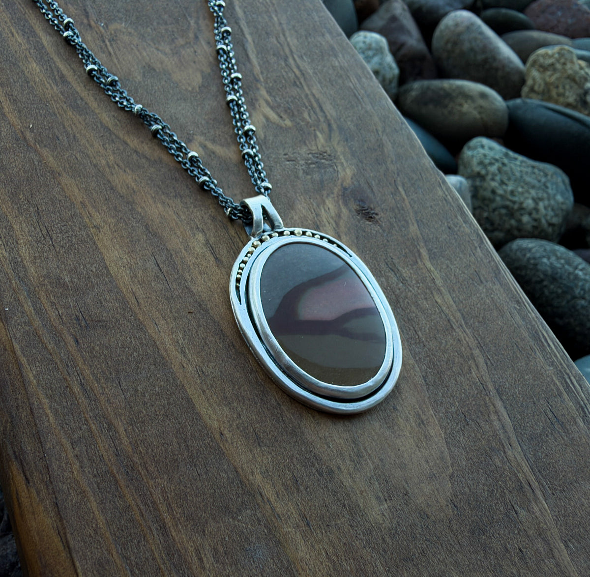 Polychrome Jasper Necklace with 18k Gold detail