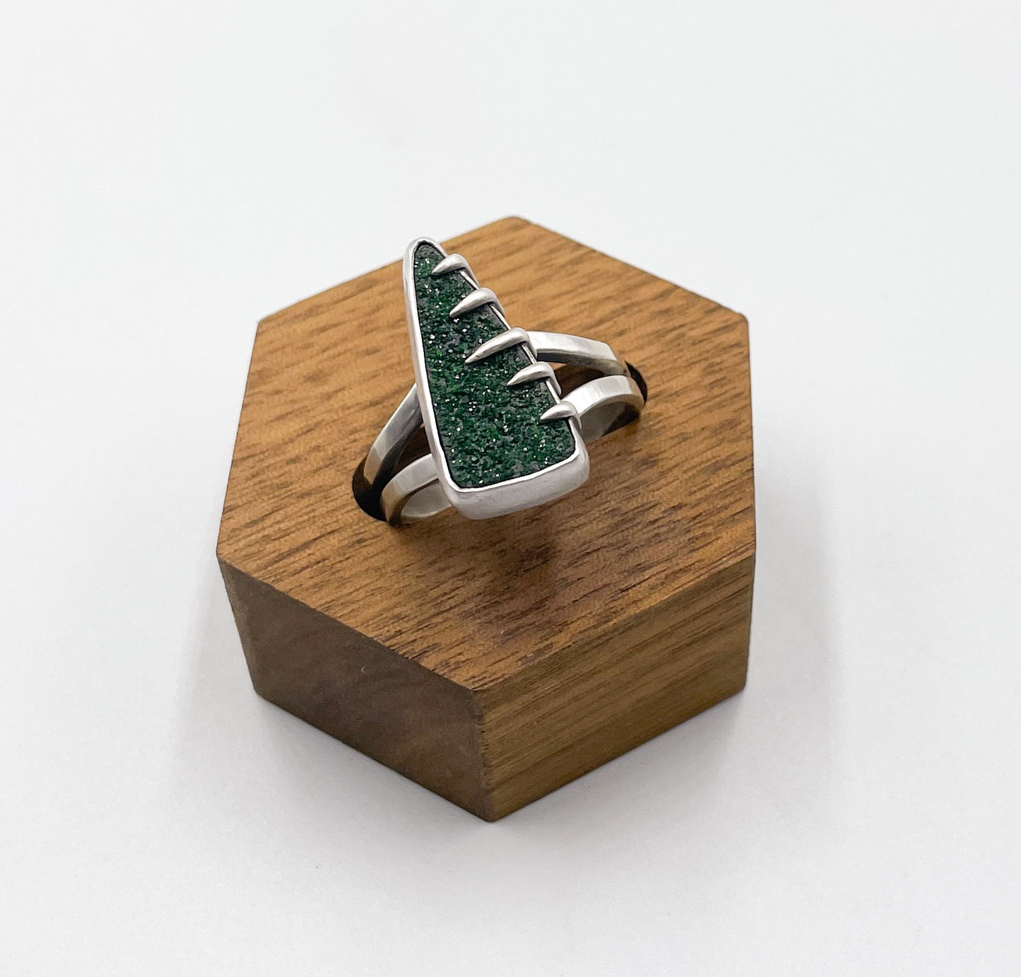 Uvarovite Garnet and Sterling Silver Ring Size 8.5