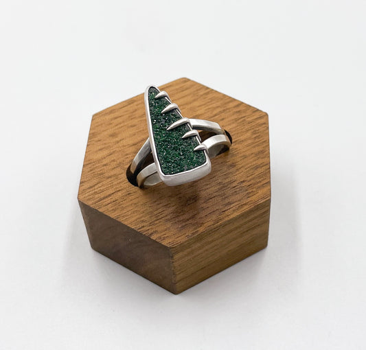 Uvarovite Garnet and Sterling Silver Ring Size 8.5