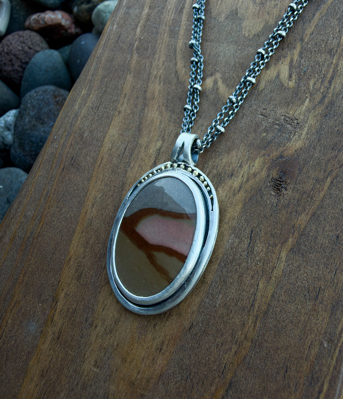 Polychrome Jasper Necklace with 18k Gold detail