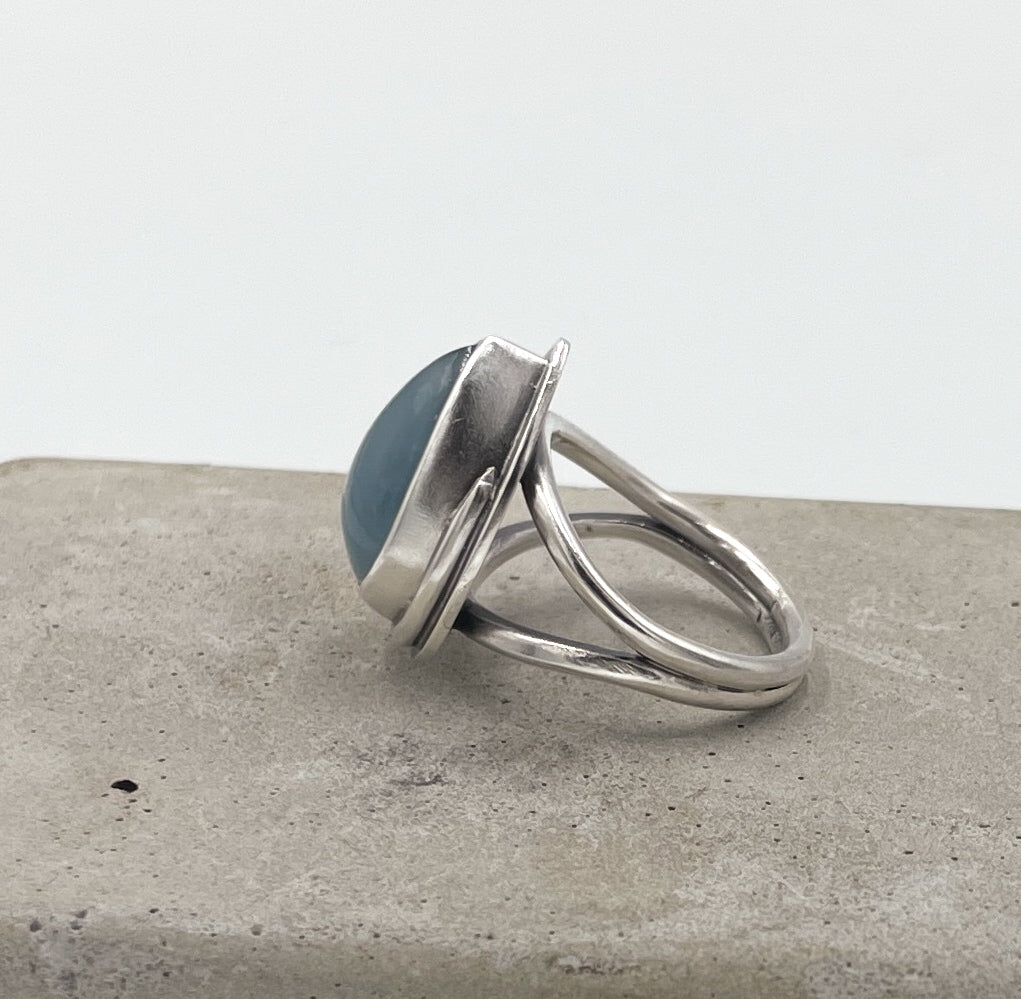 Aquamarine and Sterling Silver Ring Size 7.5