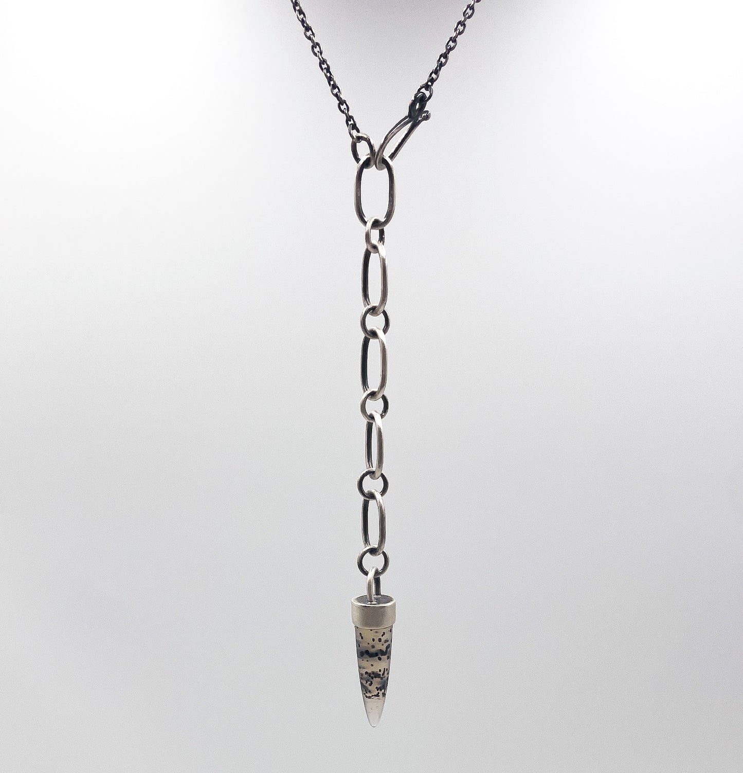 Montana Agate Sterling Silver Lariat Necklace