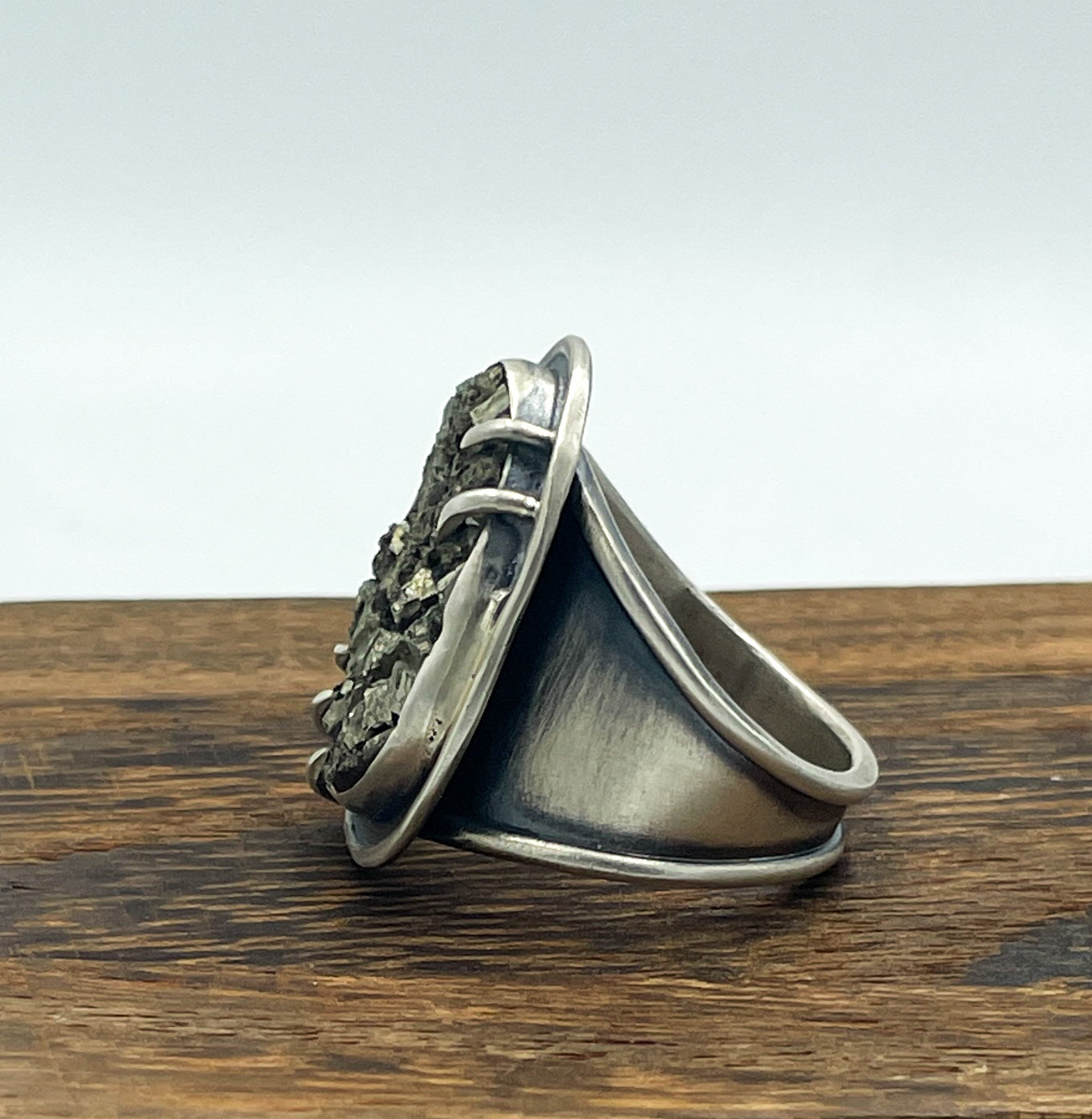 Pyrite and Sterling Silver Ring Size 12