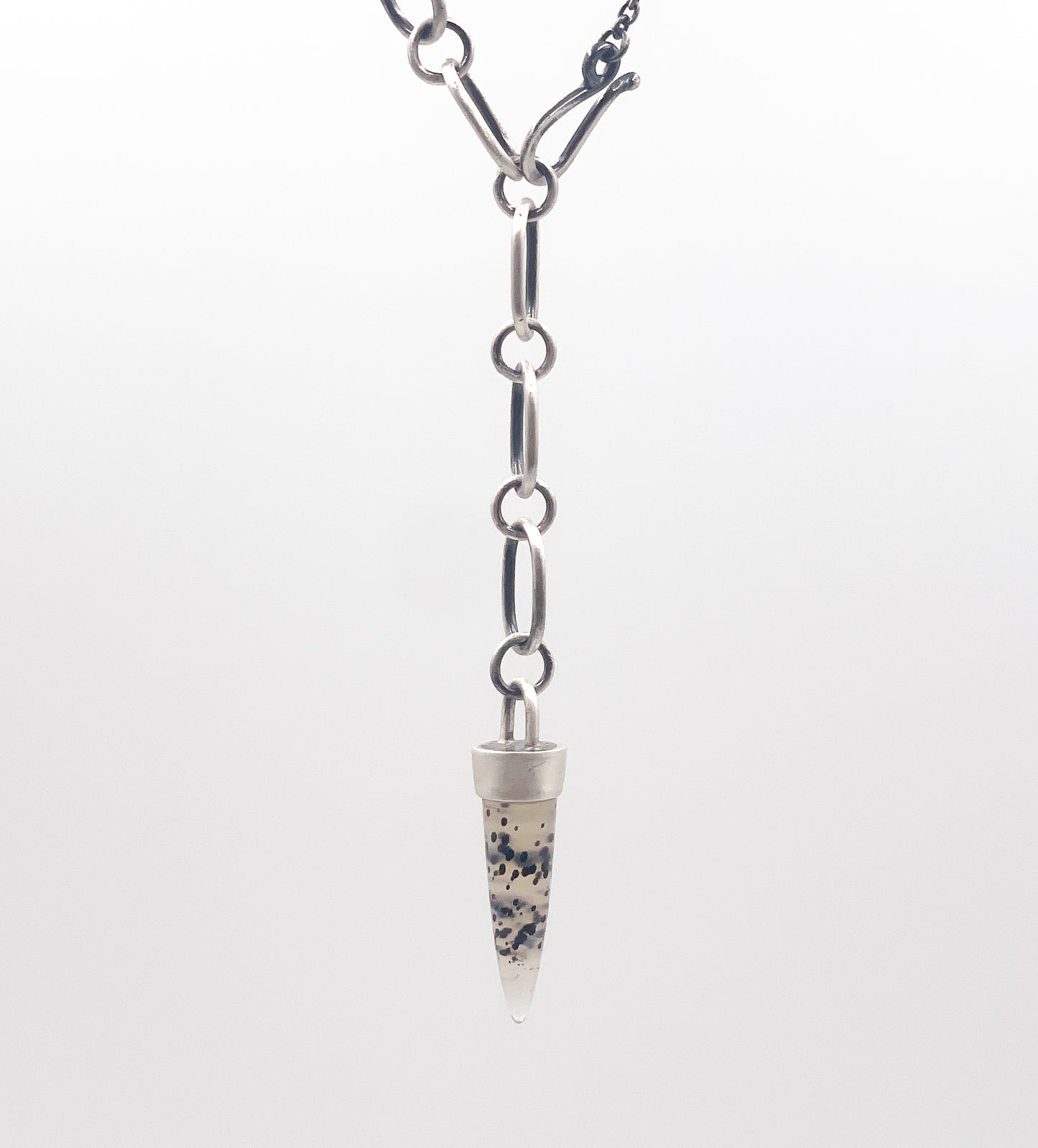 Montana Agate Sterling Silver Lariat Necklace