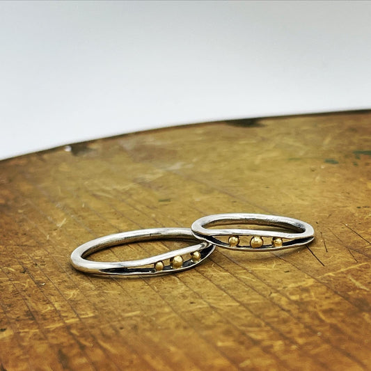 Sterling Silver and 18k Gold Seed Ring