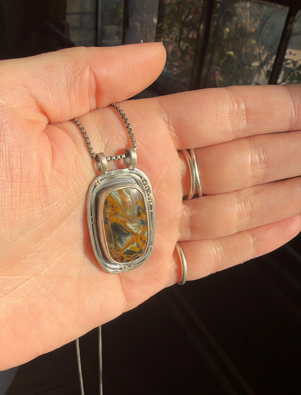 Pietersite Necklace with 18k Gold detail