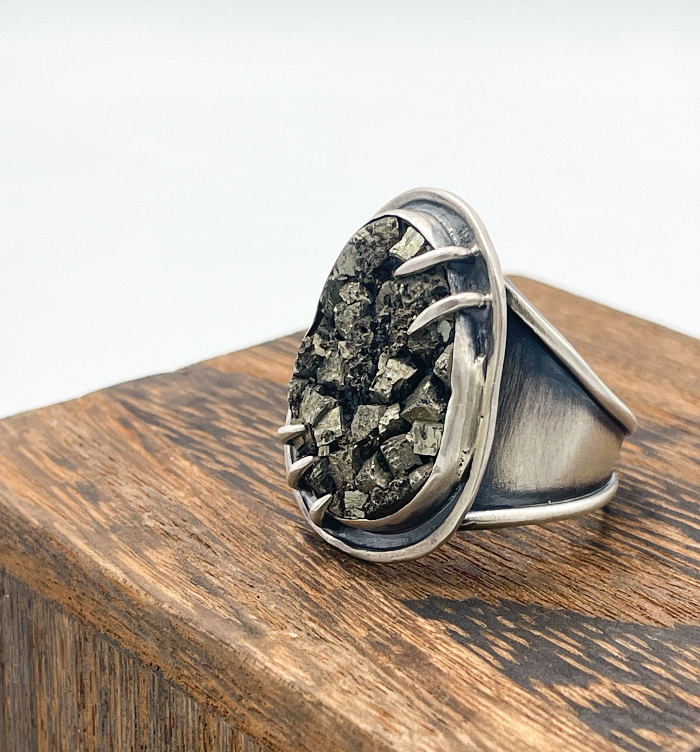 Pyrite and Sterling Silver Ring Size 12