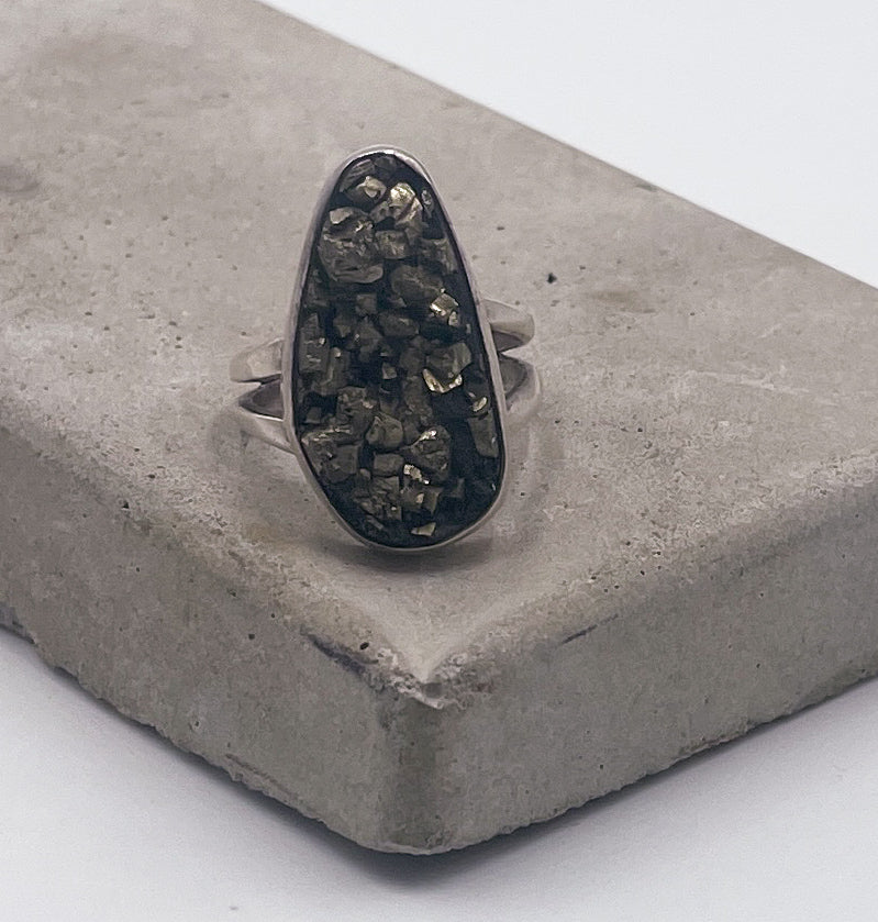 Pyrite and Sterling Silver Ring Size 7