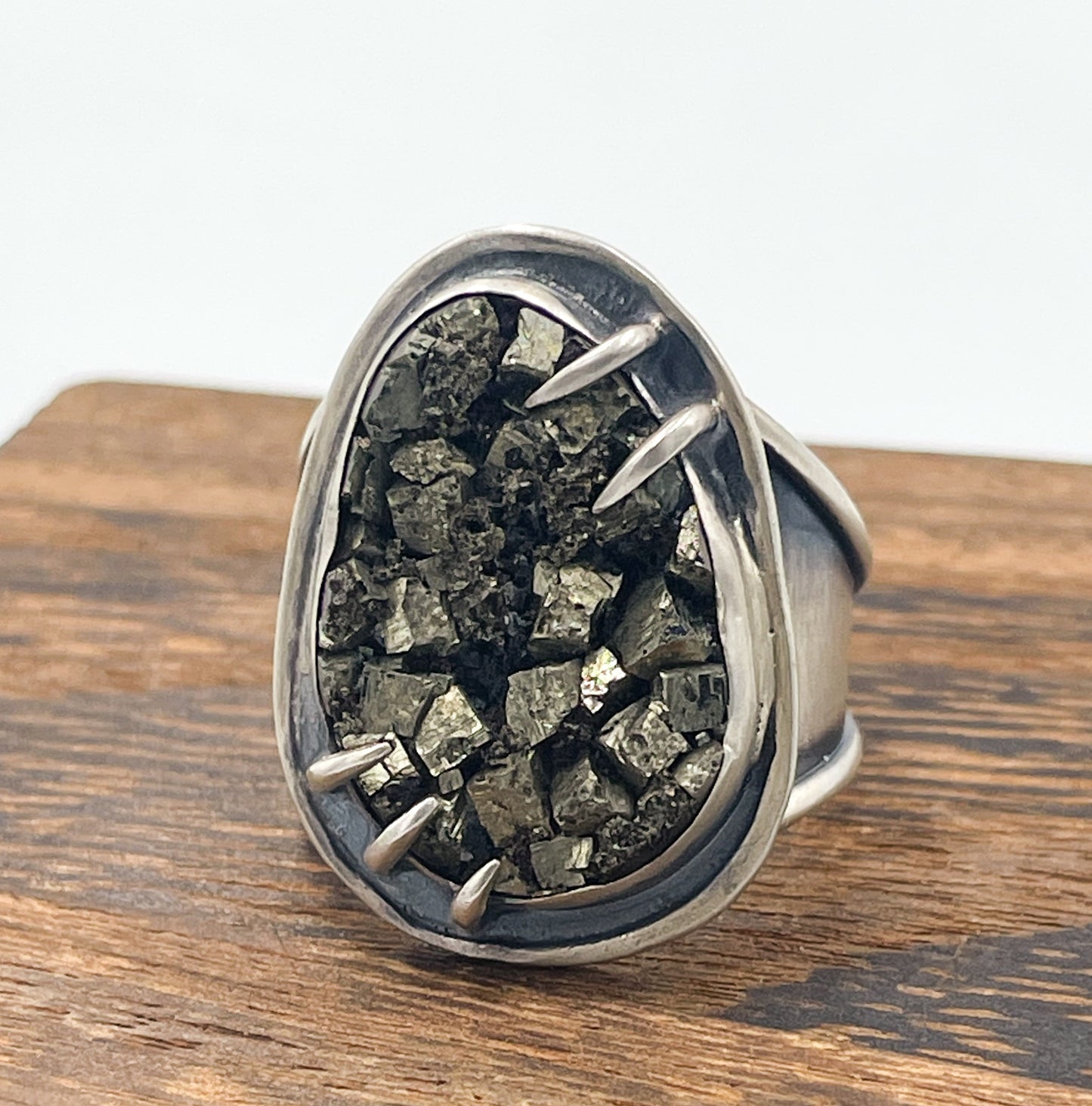 Pyrite and Sterling Silver Ring Size 12