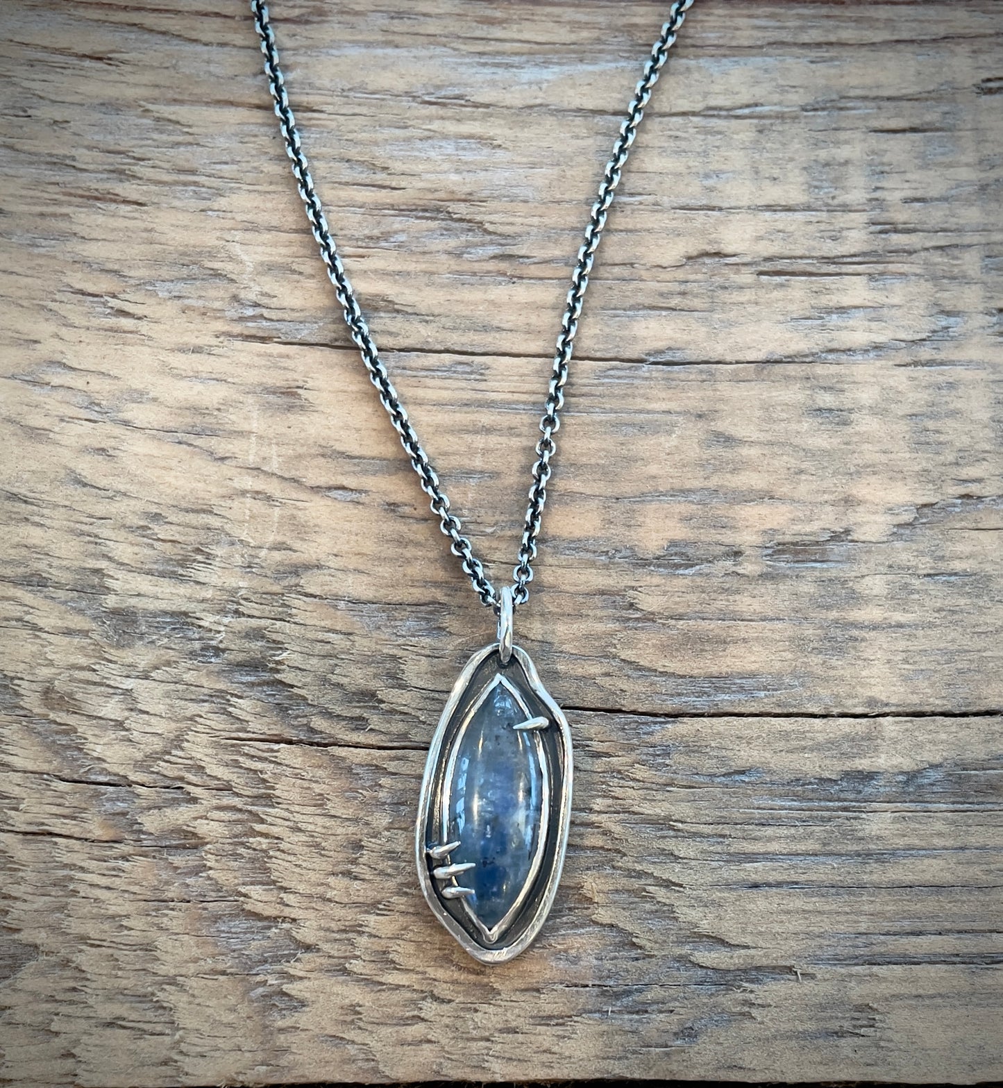 Blue Kyanite and Sterling Silver Necklace