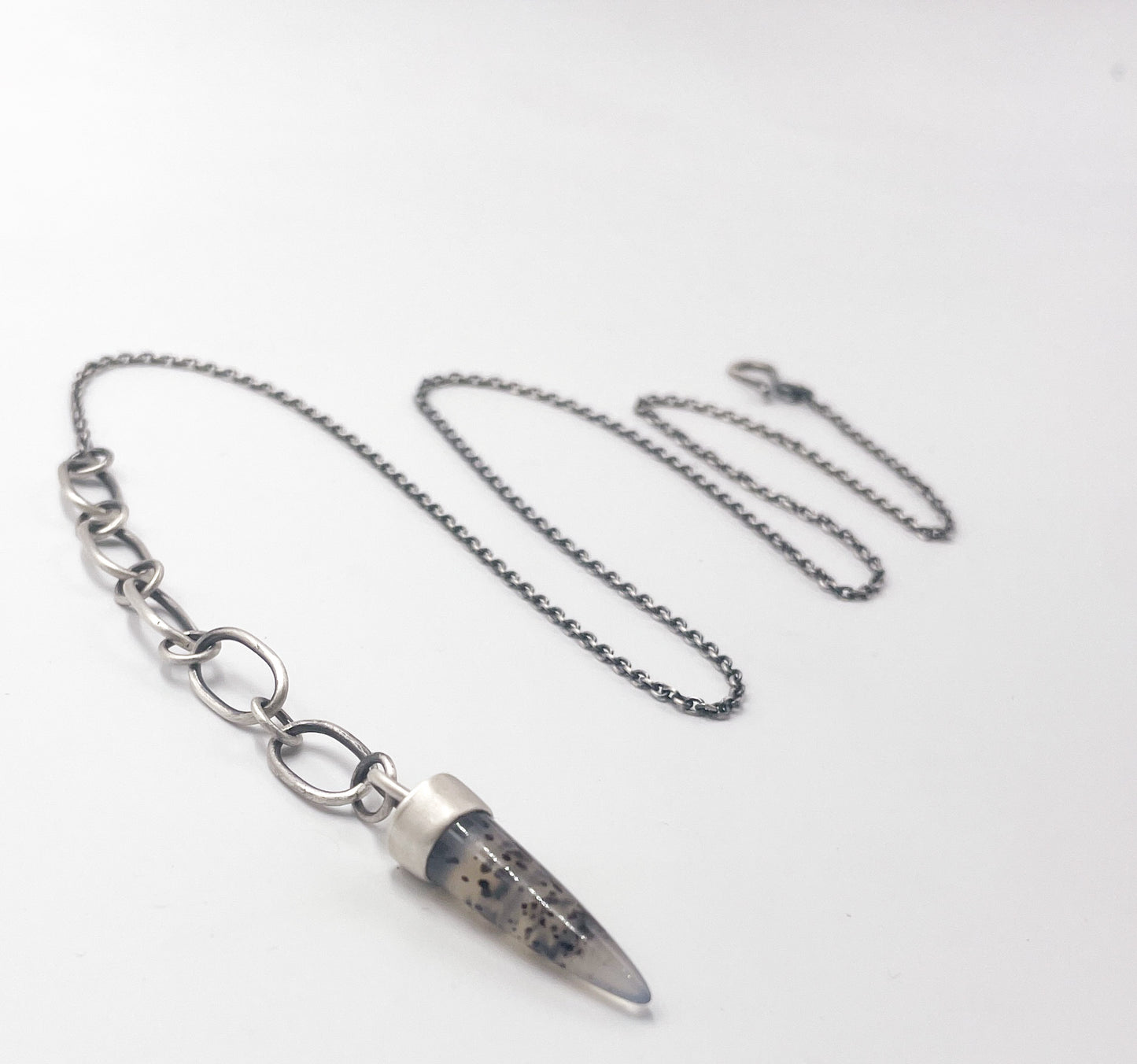 Montana Agate Sterling Silver Lariat Necklace