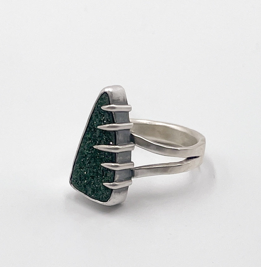 Uvarovite Garnet and Sterling Silver Ring Size 8.5