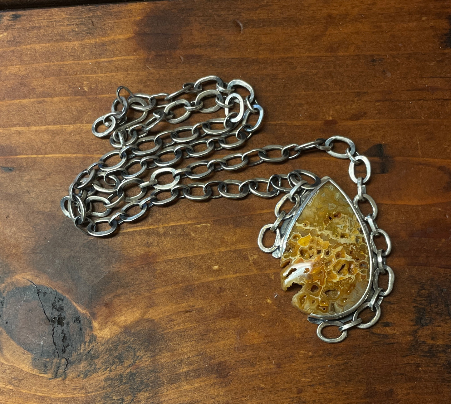 Petrified Wood with Druzy Necklace