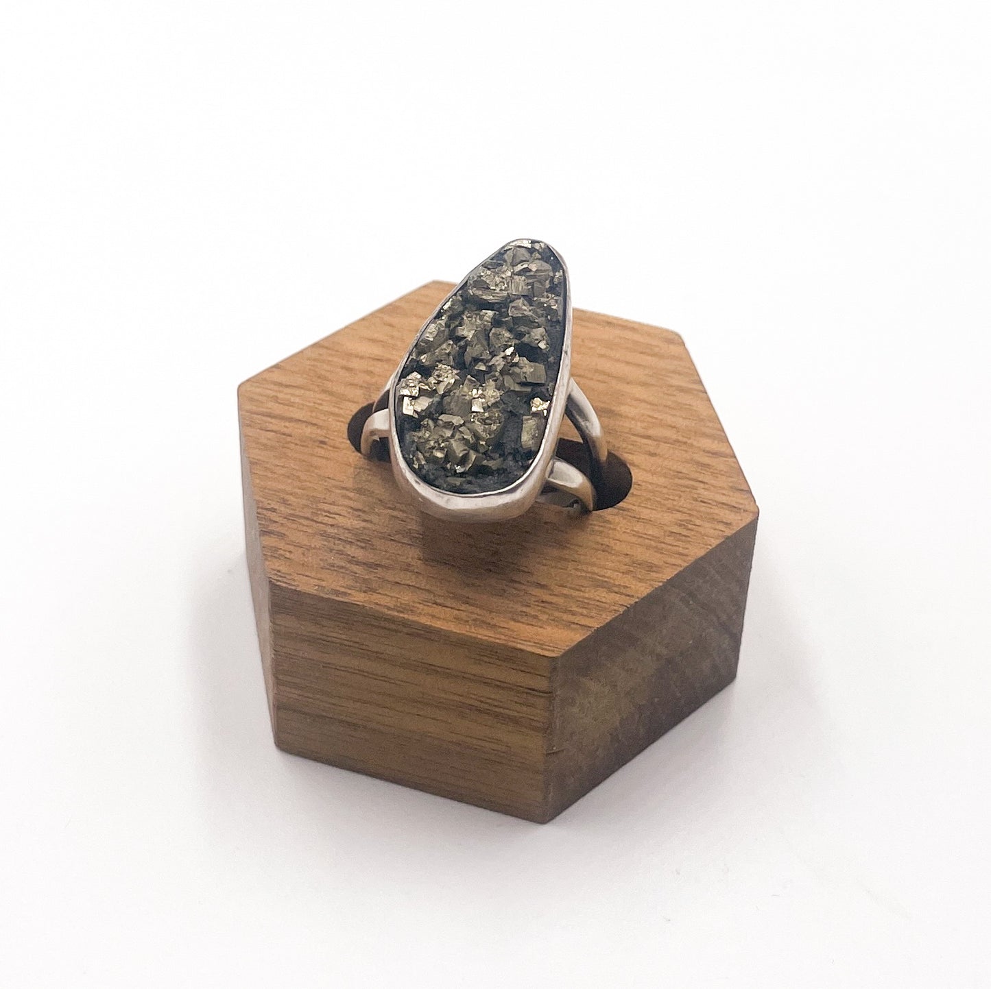 Pyrite and Sterling Silver Ring Size 7