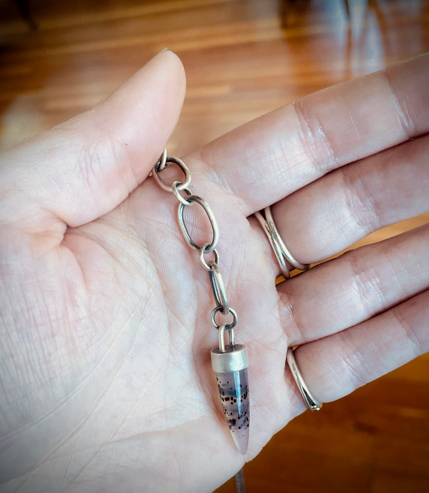 Montana Agate Sterling Silver Lariat Necklace