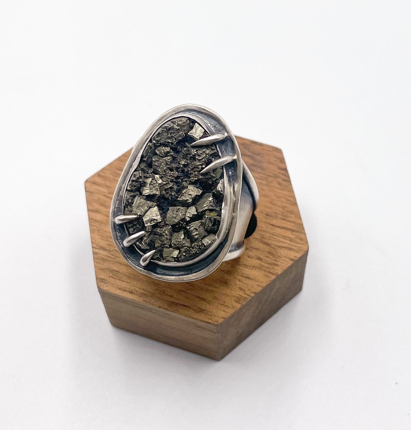 Pyrite and Sterling Silver Ring Size 12