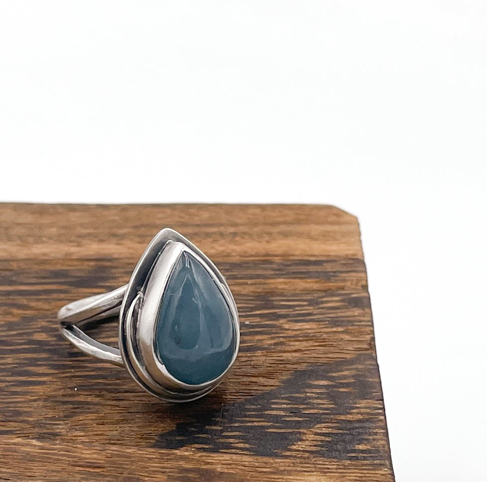 Aquamarine and Sterling Silver Ring Size 7.5