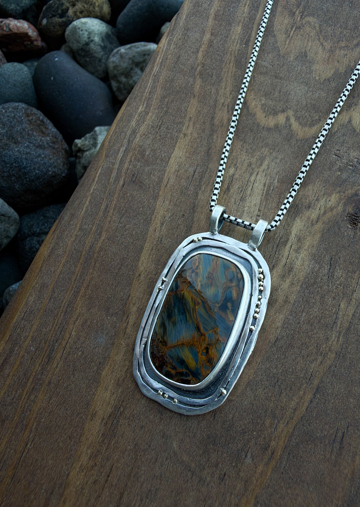Pietersite Necklace with 18k Gold detail